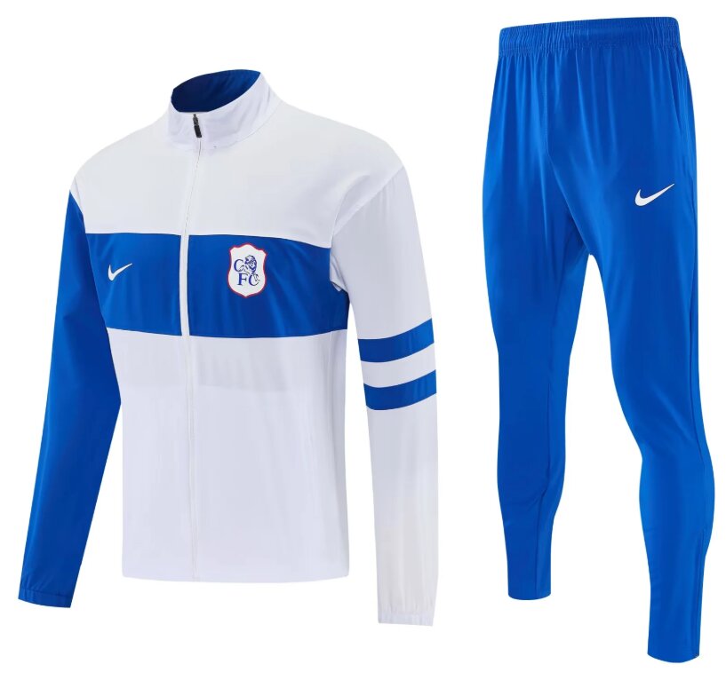 AAA Quality Chelsea 26/27 Windcoat Tracksuit - White/Blue
